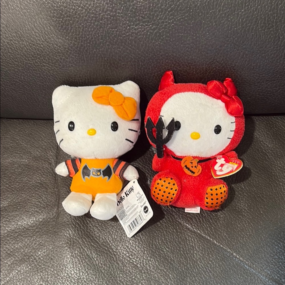Two cute hello kitty Halloween stuffed animals